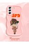 Samsung Galaxy S21 Fe Compatible Case Camera Protector Pink Silicone Couple Phone Case Conan Pattern - 2