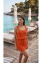 Women's Strappy Square Neck Knitwear Pareo with Waist Tie - 5