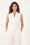 Linen Textured Double-Breasted Vest Suit with Tie Detail for Women Suit 6929184 - 3