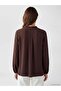 Lcw Grace Brown Ruffled Collar Blouse with Ruffle Detail - 4
