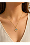 Women's Gold Color Four Leaf Clover Evil Eye Beaded Zircon Stone Steel Necklace