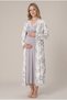 Women's Gray Floral Lace Sleeveless Wide Fit Maternity Nightgown and Dressing Gown Set with Nursing Features