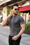 Men's Textured Pattern Collared Short Sleeve T-Shirt
