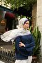 Allure Linea Patterned Tencel Shawl - Purple, Navy Blue, Ecru