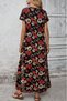 Women's Short Sleeve Crew Neck Floral Print Long Single Jersey Dress - 3