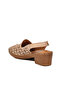 Beige Soft Comfortable Sole Velcro Closure Genuine Leather Women's Heeled Sandals 45223 - 4