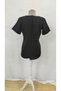 Women's Short Sleeve Notched V Button Detail V Neck Front Pleated Imported Linen Blouse - 6