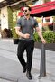 Men's Textured Pattern Collared Short Sleeve T-Shirt - 2