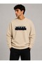 Wave Print Detailed Crew Neck 2 Thread Sweatshirt