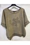 Daisy Embroidery Linen Blouse with Mesh Details, Suitable for Standard Sizes 38-48. - 2