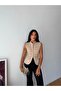 Women's Beige Premium Gabardine Buttoned Vest Frv0216 - 2