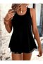 Women's Strappy Round Neck Viscose Blouse with Stripe Detail on the Back - 3