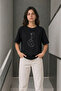 Minimal Guitar Printed T-Shirt Summer Short Sleeve Crew Neck T-Shirt - Black - 2