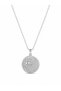 316L Steel Silver Color Chain Zircon Stone Moon Sun Engraved Medallion Model Women's Necklace