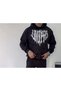 Long Sleeve Hooded Printed Sweatshirt - Black - 3