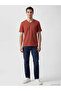 Orange v-neck combed cotton men's t-shirt - 2