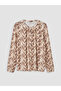Peak New Season Beige Crew Neck Patterned Blouse - 5