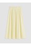 Özmarka New Season Yellow Elastic Waist 100% Cotton Flared Skirt - 4
