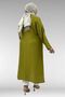 68044 Large Size Stone Print Detailed Double Tensel Tunic - Fat Green - 5