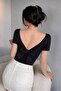 Sally Women's White Backless Bow Detail Blouse Stretch Fabric Viscose Stylish Basic Body