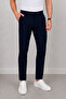 Men's Navy Blue Slim Fit a Quality Classic Fabric Trousers - 3