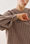 Striped Modal Kimono Shirt Brown