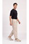 Men's Beige Cargo Pocket Thin Parachute Fabric Trousers, Comfortable Fit Baggy with Adjustable Leg Clips - 4
