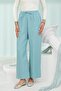 Ice Blue Elastic Waist Muslin Trousers with Pockets