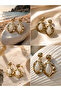 Gold Drop Shape Stone Dangle Earrings for Women Modern Women's Accessory - 2