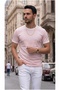 Men's Pink Color T-Shirt with Crew Neck and Sleeve Trim Regular T-Shirt - 3