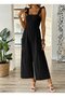 Women's Strappy Gipe Detailed Pocketed Long Jumpsuit - 4