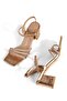 Rose Copper Thick Summer Sandals Stoned Evening Dress Shoes Telodi - 5