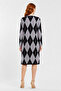 Women's Gray Black Patterned Long Sleeve Knitwear Dress - 2