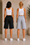 Double Black Gray Shorts Women's 2-Piece Opportunity Pack High Waist Bermuda Shorts with Pockets - 2