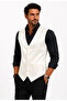 Men's V-Neck Vest in Ecru Satin Suitable for Grooms 50312 - 4
