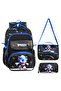 Boy's School Bag 3-Piece Lunchbox and Pen Holder Set Blue Hero Themed