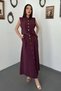 Women's Plum Vest Skirt Set with Shirt Collar, Cropped Buttons, and Long Skirt