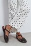 Arman Brown Suede Leather Suede Buckle Detail Short Heeled Women's Sandals