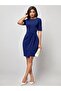 Women's Short Sleeve Crew Neck Front Gathered Mini Imported Crepe Dress - 3