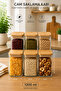 Set of 6 900ml Square Borosilicate Glass Storage Jars – with Vacuum Bamboo Lids – 8 × 18 cm - 8458-2 - 3