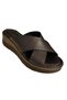 251856 Genuine Leather Padded Sole Cross-Strapped Women's Daily Slippers - 3