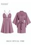 2 Piece Nightgown Set Women's Sweet Halter Nightdress Lace Lingerie Sleepwear Home Dress Set Romanti