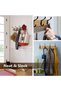Natural wood wall-mounted coat rack with 4 hooks for hanging coats, scarves, and handbags. - 3