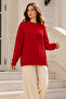 Knitted Patterned Knitwear Tunic R4484 Red