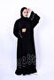 Elegant Black Abaya with Intricate White Embroidery Border
