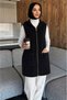 Gold Zippered Hooded Women's Beard Vest 80 cm - 7