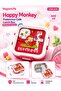 Happy Monkey Vgn-6141 Pink 600 ml Single Layer 3 Compartment Stainless Steel Lunch Box