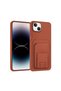 Apple iPhone 14 Compatible Case Flexstand Card Holder Silicone Case Brown
