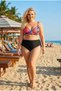 Women's Black Orange Multi Color Plus Size Lined Bikini Suit Hzl26S-Lc3832 - 3