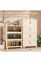 45cm Width 5 Layers Double Doors Transparent Panels with Oval Pattern Design White Handles Foldable Plastic Storage Cabinet with Wheels - 4